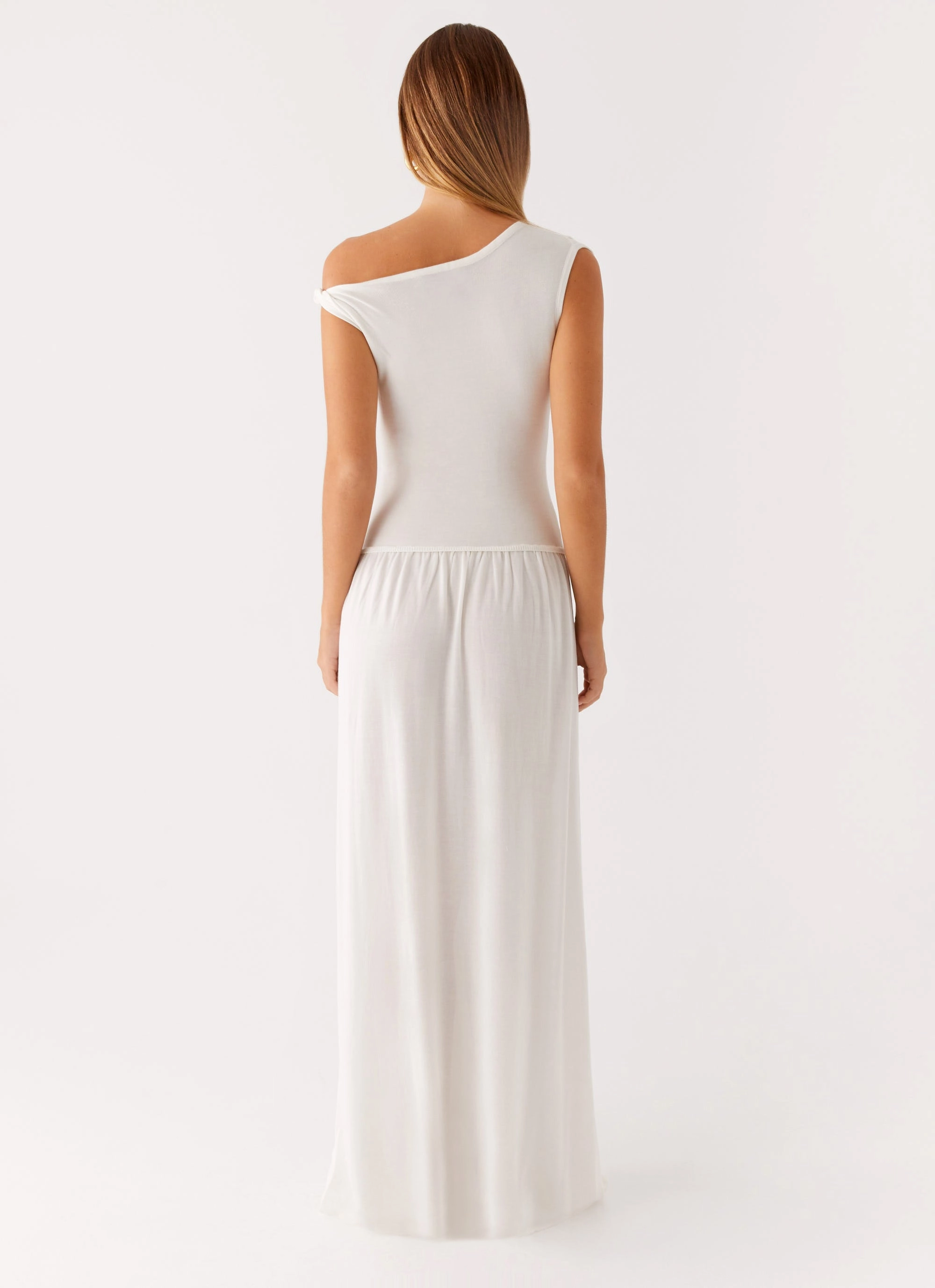 Ardella One Shoulder Maxi Dress - Ivory Feminine Details