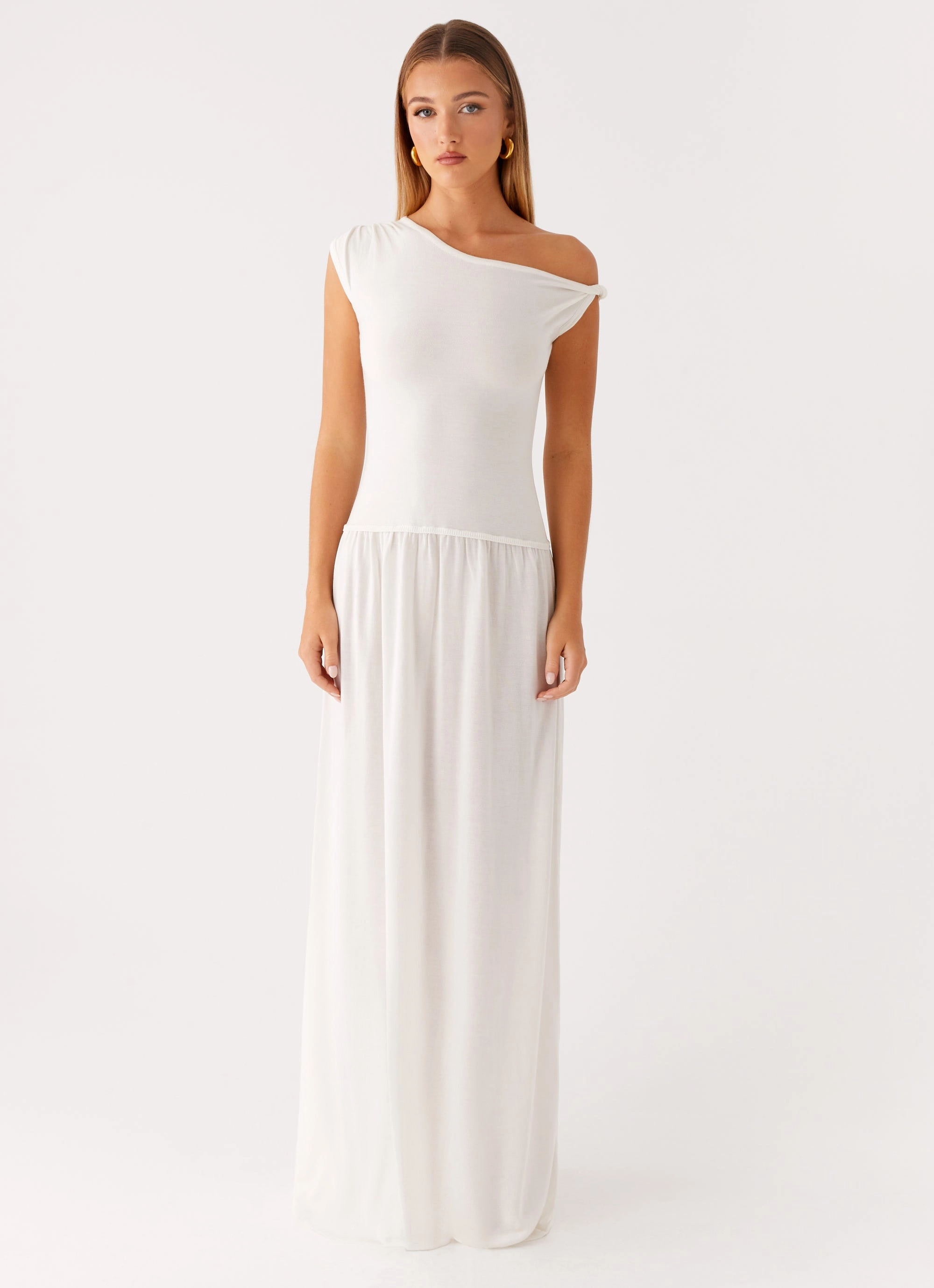 Comfort Layer Wear Ardella One Shoulder Maxi Dress - Ivory