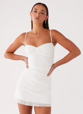 Arden Mesh Mini Dress - White Slim Shape Seasonal Essential