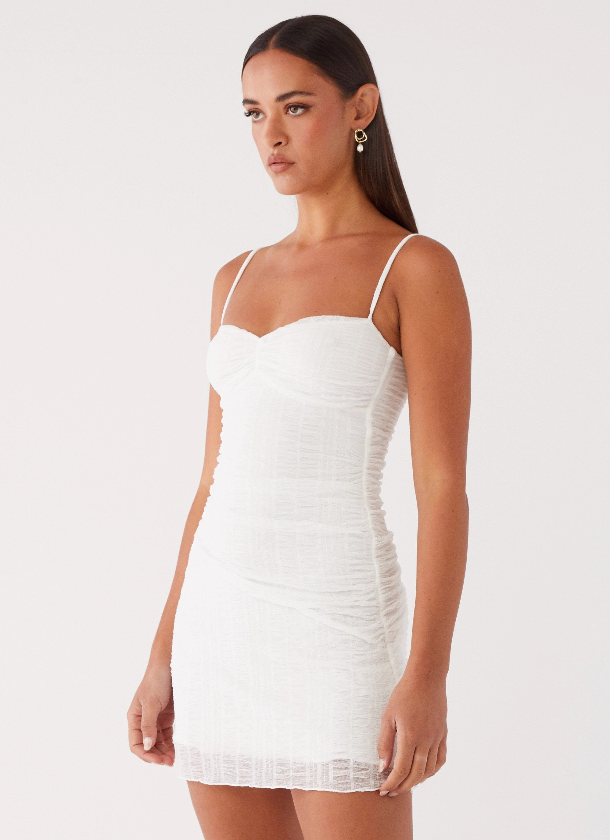 Arden Mesh Mini Dress - White Everyday-Comfort Polished Edge