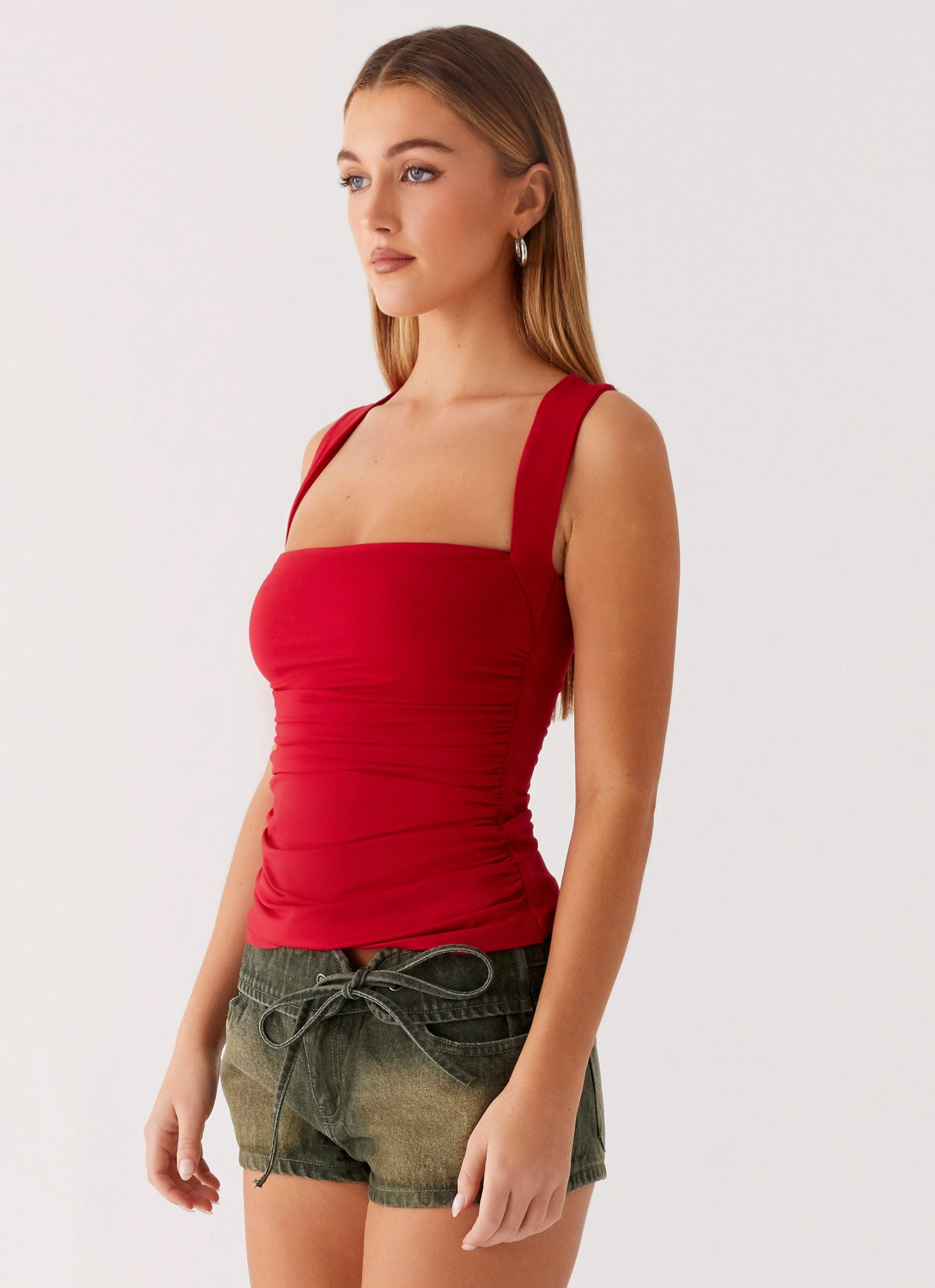 Smooth Stitching Brushed Interior Aria Top - Merlot Red