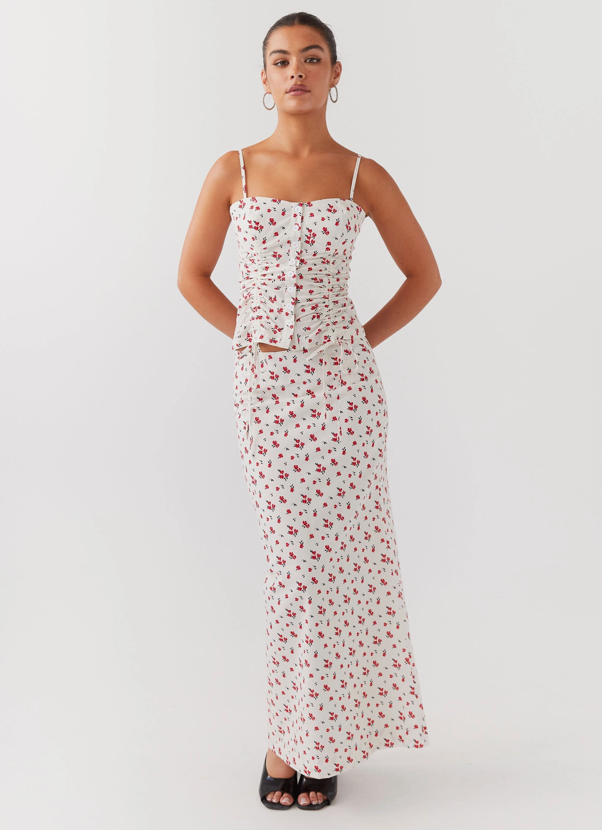 HighElasticity Ariana Linen Bustier Top - Poppy Floral