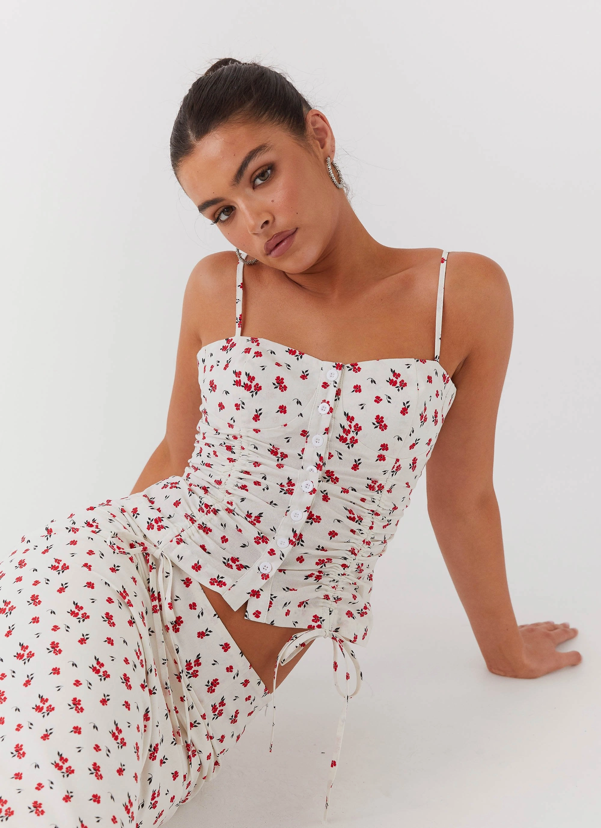 Bold Design Ariana Linen Bustier Top - Poppy Floral