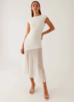 Color Pop Arielle Open Back Midi Dress - White