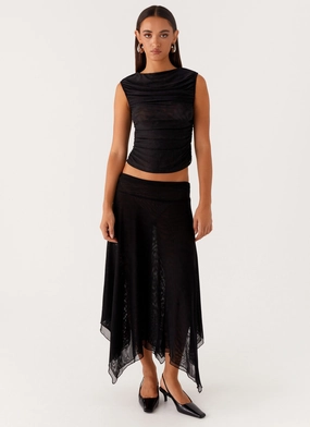 Chilly Day Ready Comfort Design Arwen Midi Skirt - Black