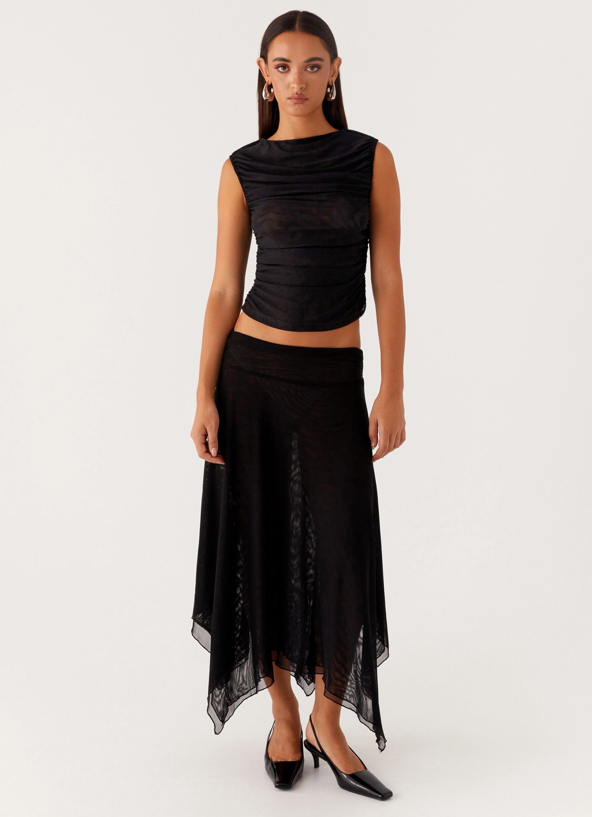 Chilly Day Ready Comfort Design Arwen Midi Skirt - Black
