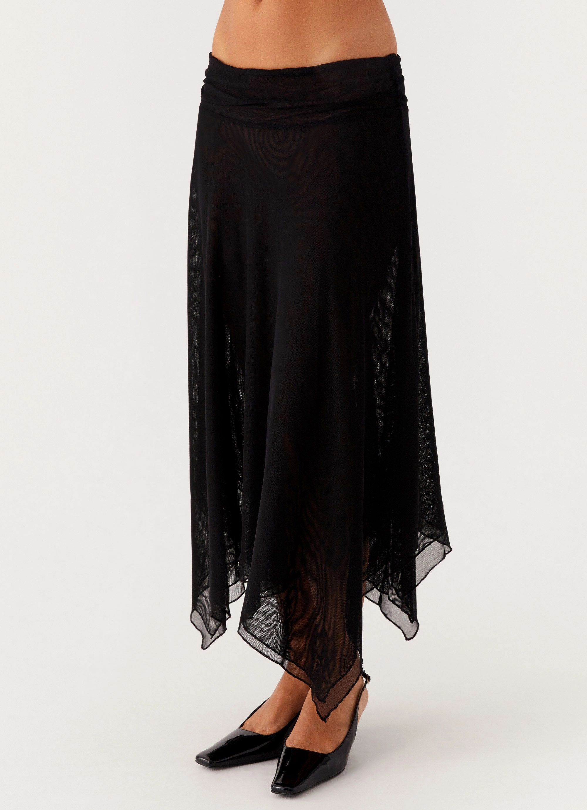 Arwen Midi Skirt - Black Anti Slip Waistband GussetedCrotch