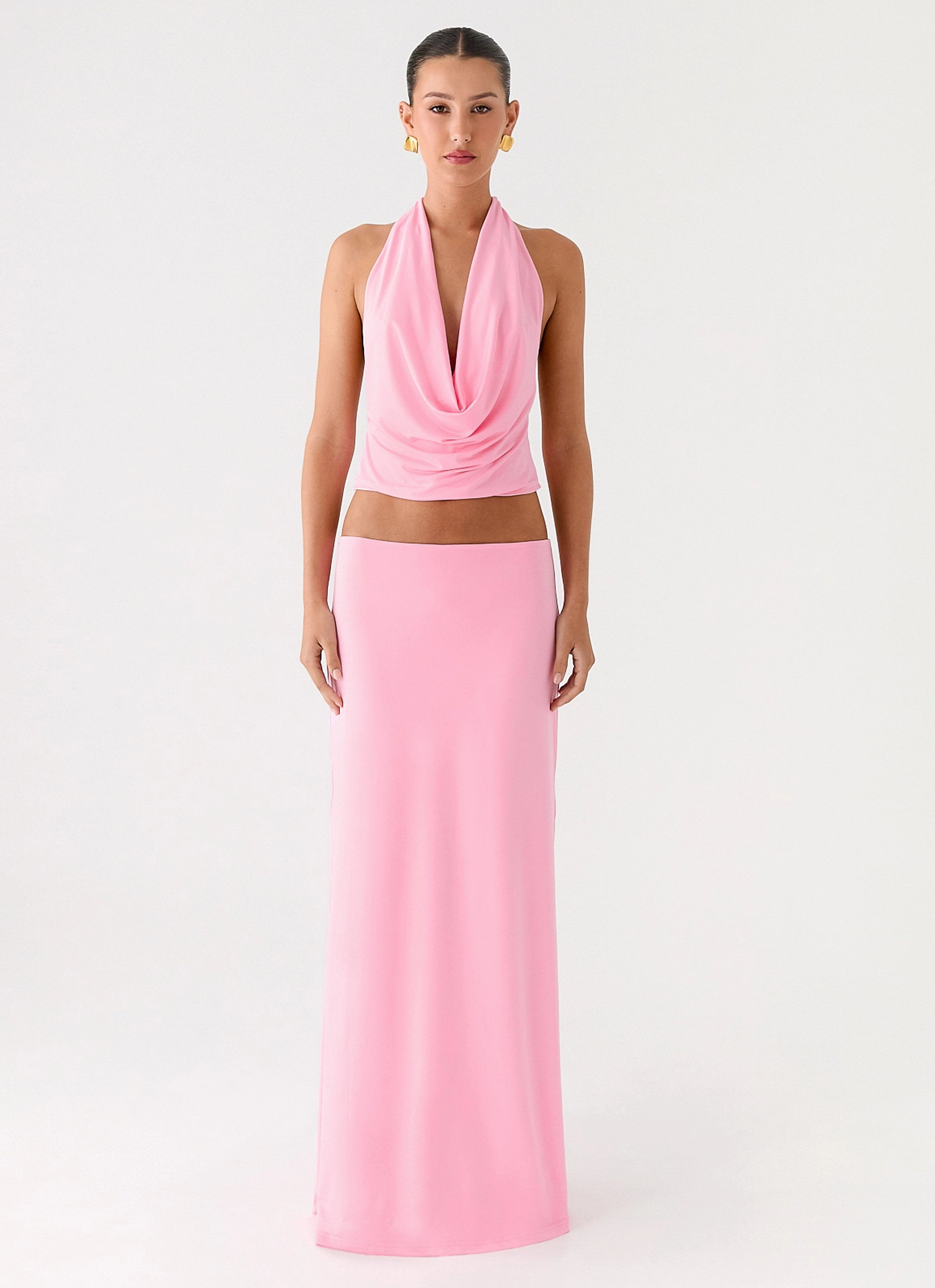 Wrinkle Resistant Ashi Cowl Top - Pink
