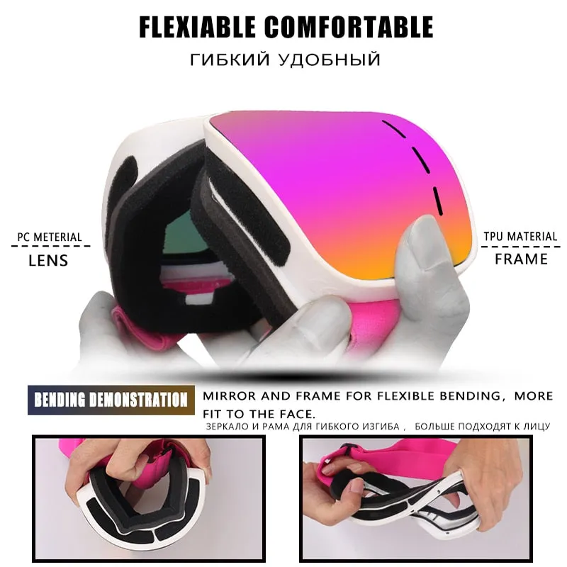Ashore Shop Winter Women Ski Goggles Double Layers Skiing Sunglasses UV400 Anti-fog Ski Mask Glasses Men Snow Snowboard Goggles