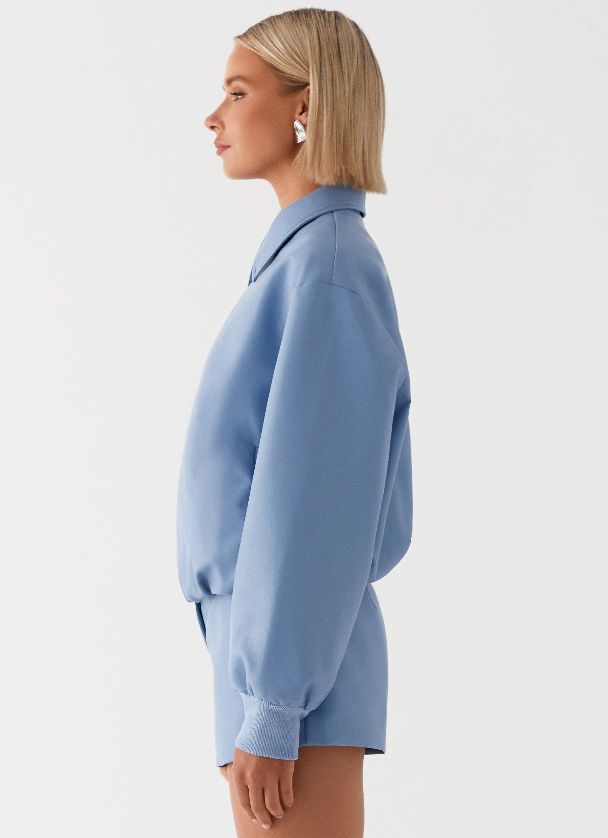 Anti Static Interior All Day Comfort Aspen Oversized Bomber Jacket - Blue