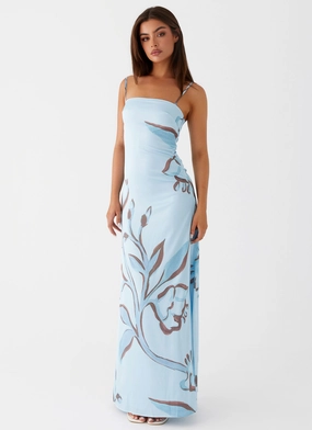 Street Edge Aster Bloom Maxi Dress - Blue Floral