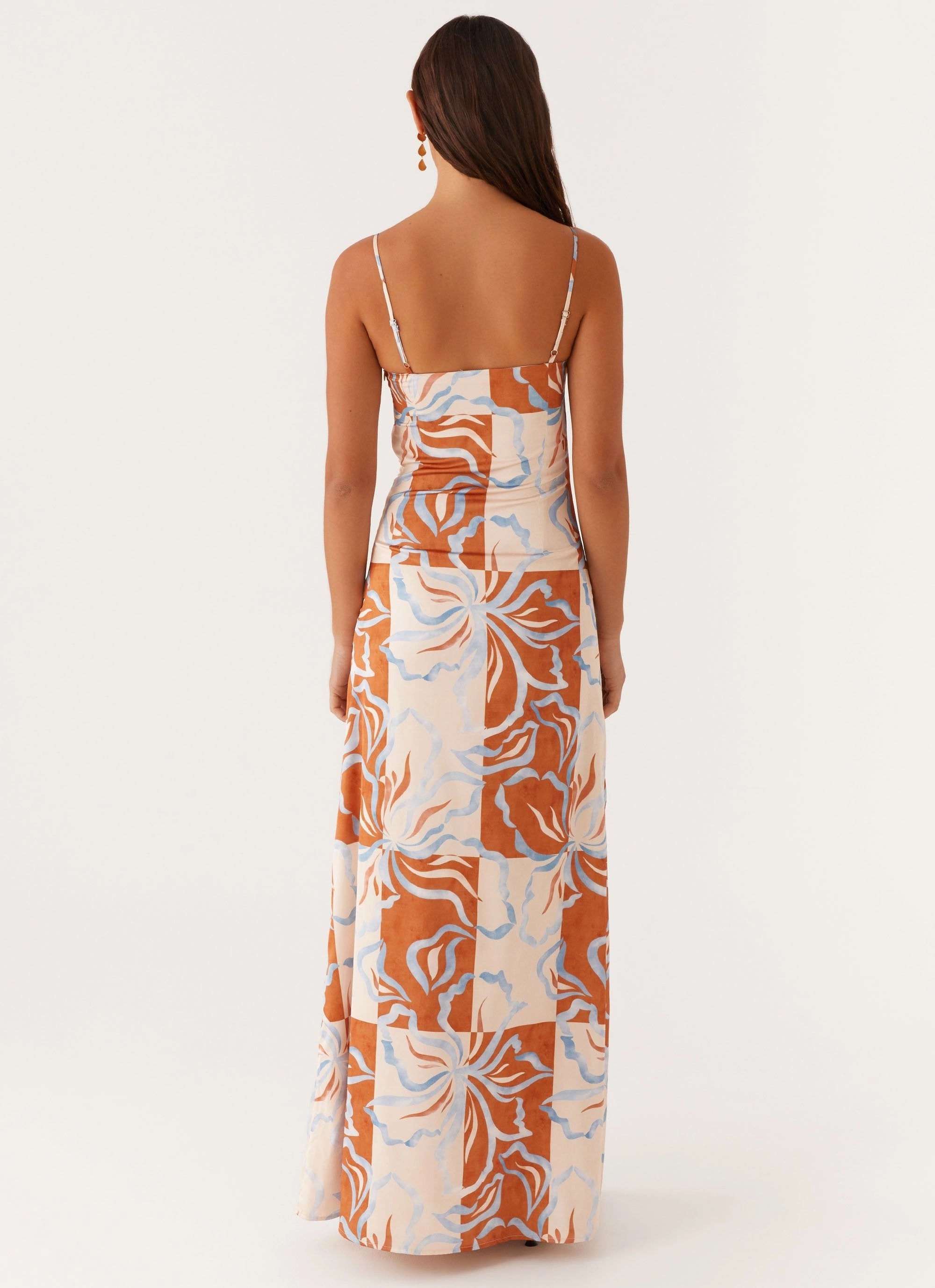 Aster Bloom Maxi Dress - Orange Blue Floral Daily Comfort Brunch Glow