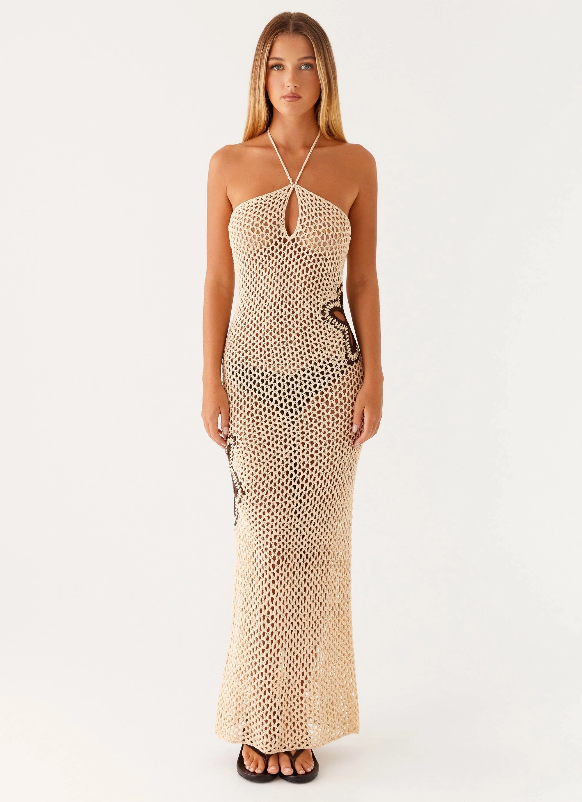Aster Crochet Maxi Dress - Pastel Yellow Color-Blocked