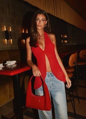 Summer Dress At Last Halterneck Top - Rouge Red