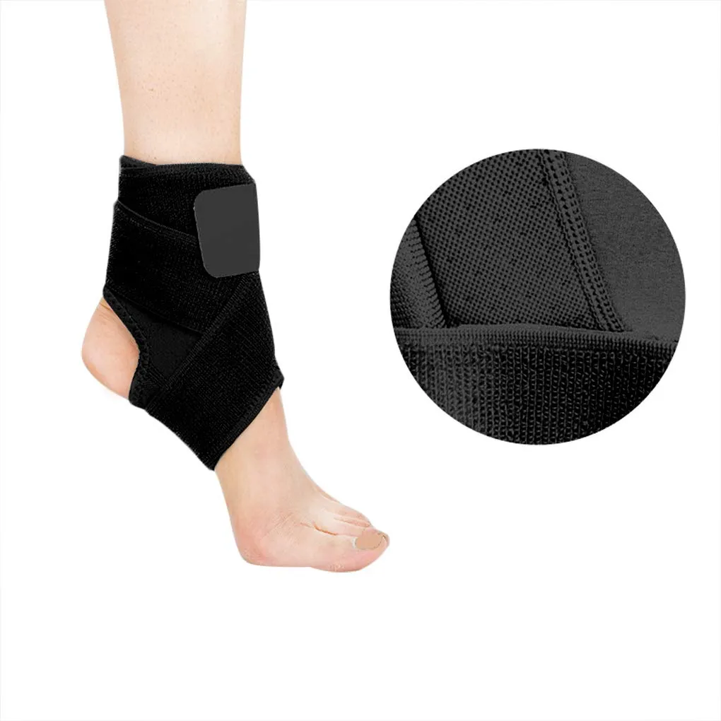 Athletes Compression Ankle Support Pads with Adjustable Bandage Adults Teens Fitness Sports Running Basketball Football Skating Dance Foot Ankle Braces Guard Socks Protector, 1 Pair (Black, S) Black Small