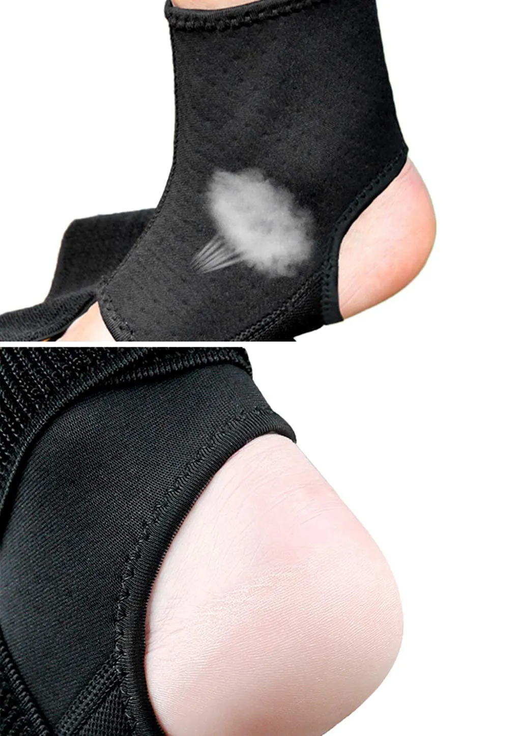 Athletes Compression Ankle Support Pads with Adjustable Bandage Adults Teens Fitness Sports Running Basketball Football Skating Dance Foot Ankle Braces Guard Socks Protector, 1 Pair (Black, S) Black Small
