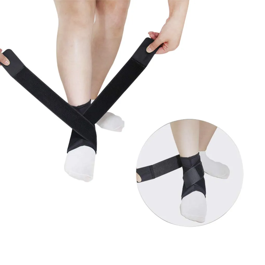 Athletes Compression Ankle Support Pads with Adjustable Bandage Adults Teens Fitness Sports Running Basketball Football Skating Dance Foot Ankle Braces Guard Socks Protector, 1 Pair (Black, S) Black Small