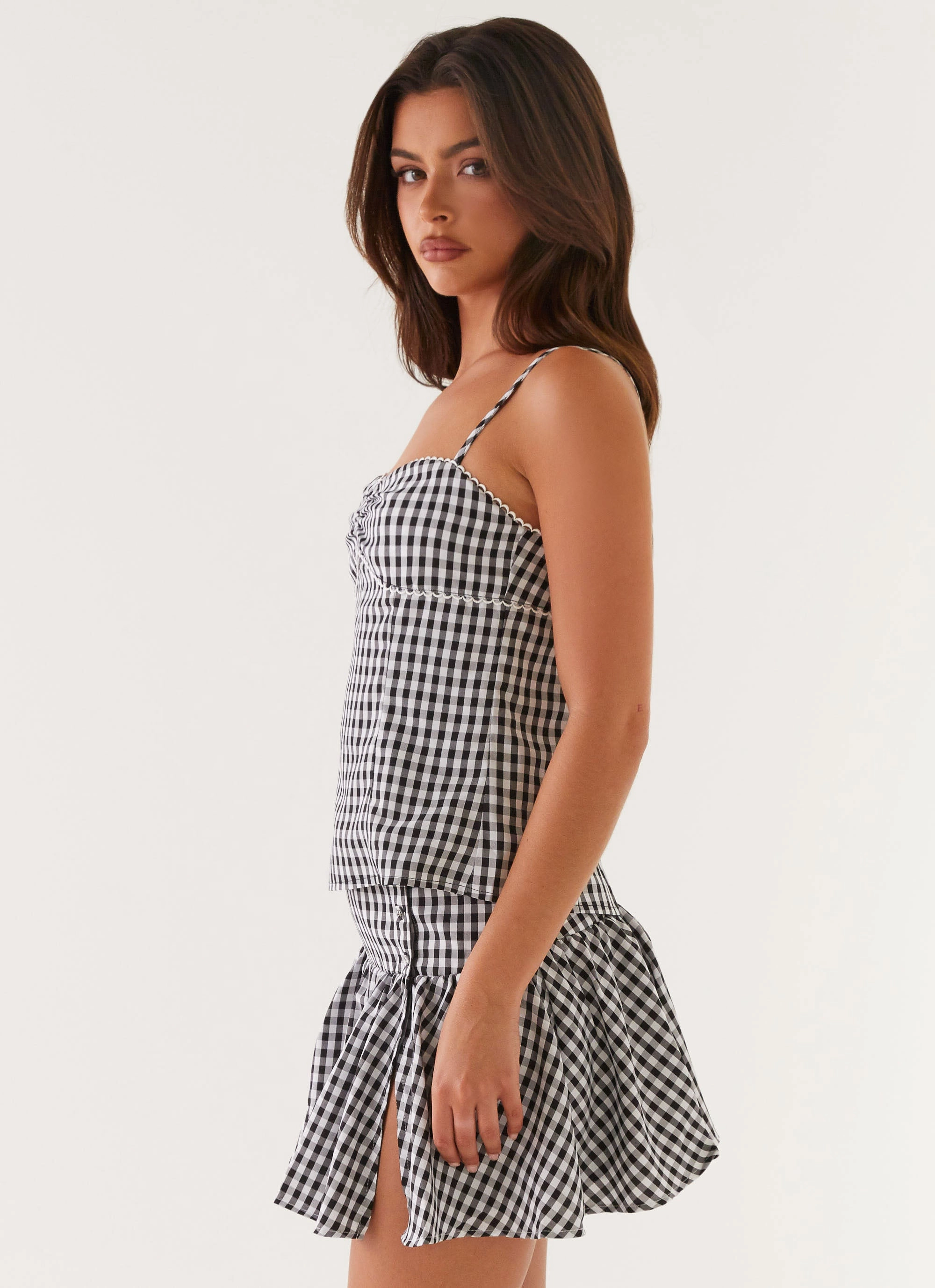 PocketDetails Non Closure Collar Bellamy Top - Black Gingham