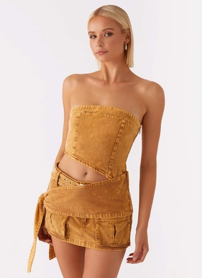 Burning Bridges Tube Top - Brown Chic Tee