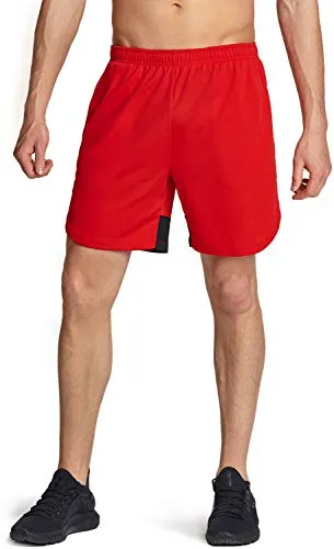 ATHLIO Men's 2 in 1 Running Shorts, Quick Dry Mesh Athletic Shorts, Gym Training Workout Inner Shorts with Pocket, Hyper Dri Single Pack 2in1(cbh12) - Black/Red, 3X -Large
