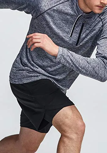 ATHLIO Men's 2 in 1 Running Shorts, Quick Dry Mesh Athletic Shorts, Gym Training Workout Inner Shorts with Pocket, Hyper Dri Single Pack 2in1(cbh12) - Black/Red, 3X -Large