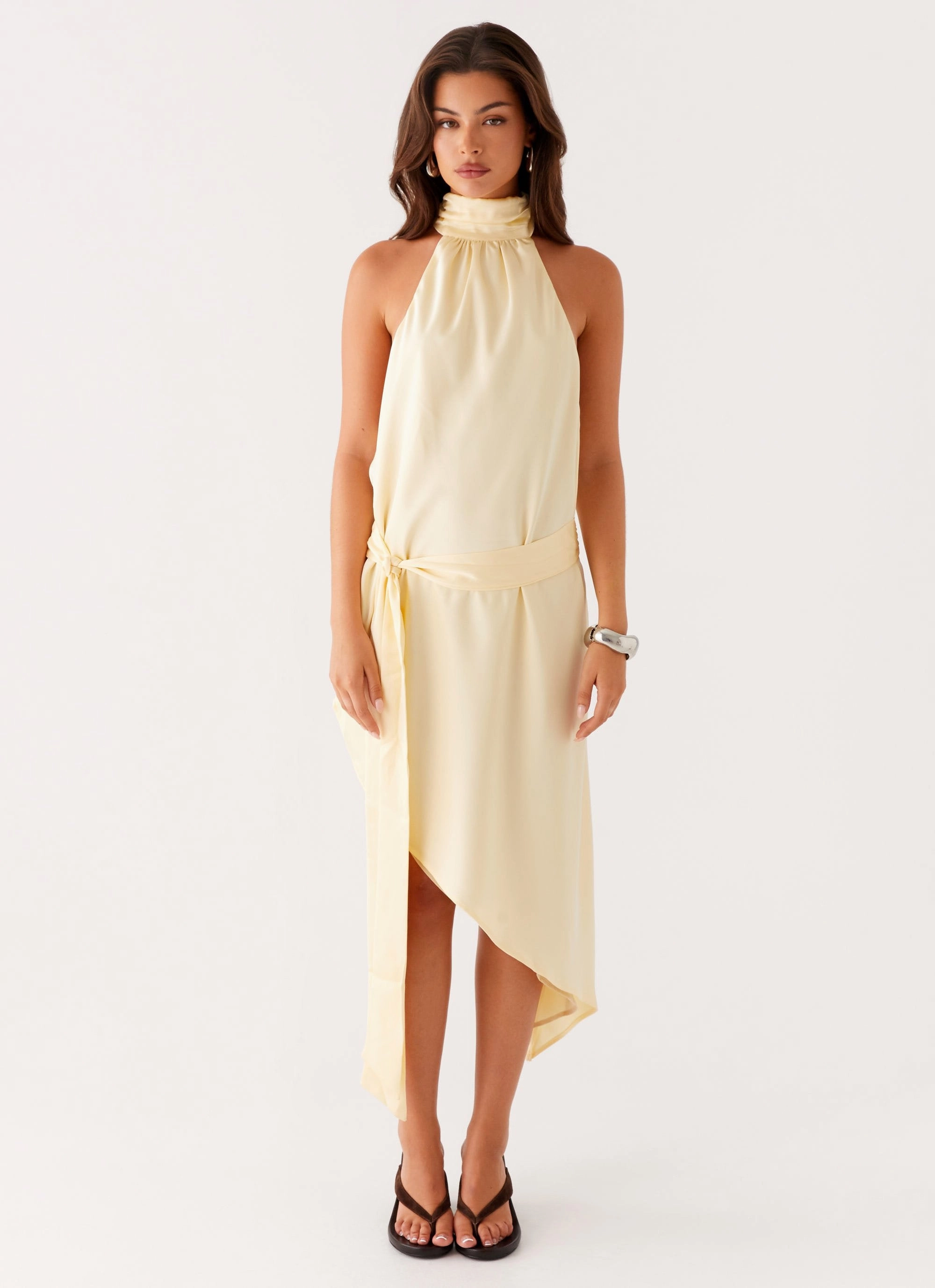 Contemporary Vibe Fall Comfort Atlantic Midi Dress - Yellow