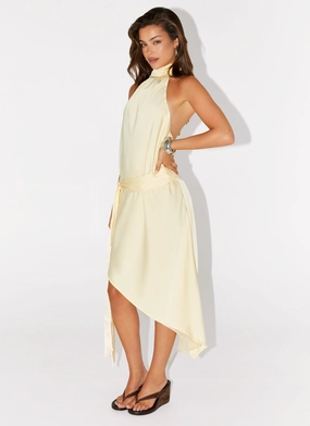 Flared-Hem Empire-Waist Atlantic Midi Dress - Yellow