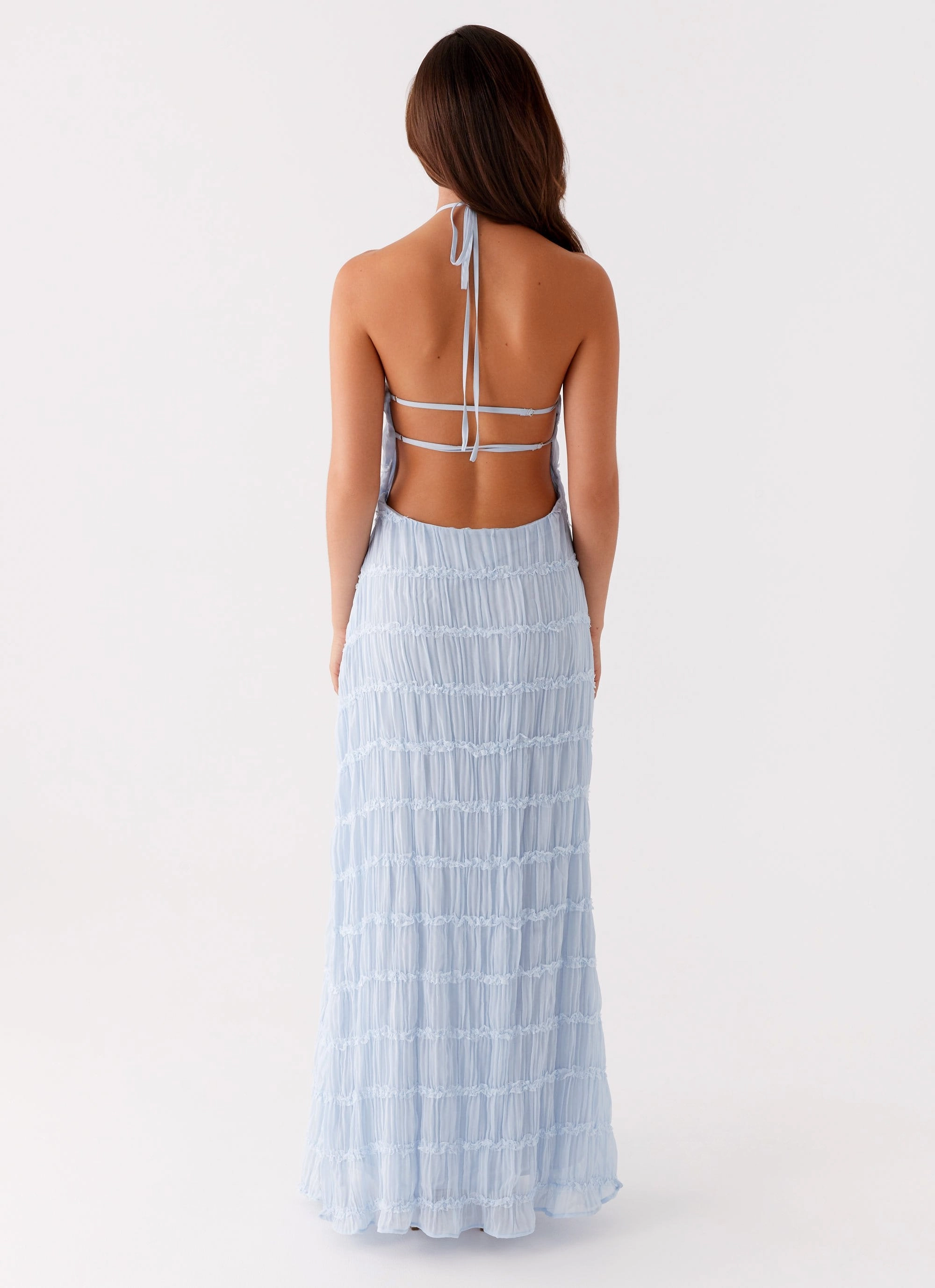 Aullie Maxi Dress - Blue Semi Sheer