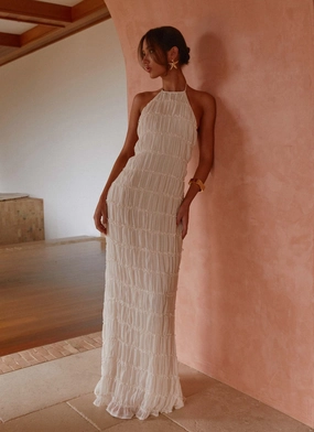 Aullie Maxi Dress - Ivory Japan Cool Nature Inspired