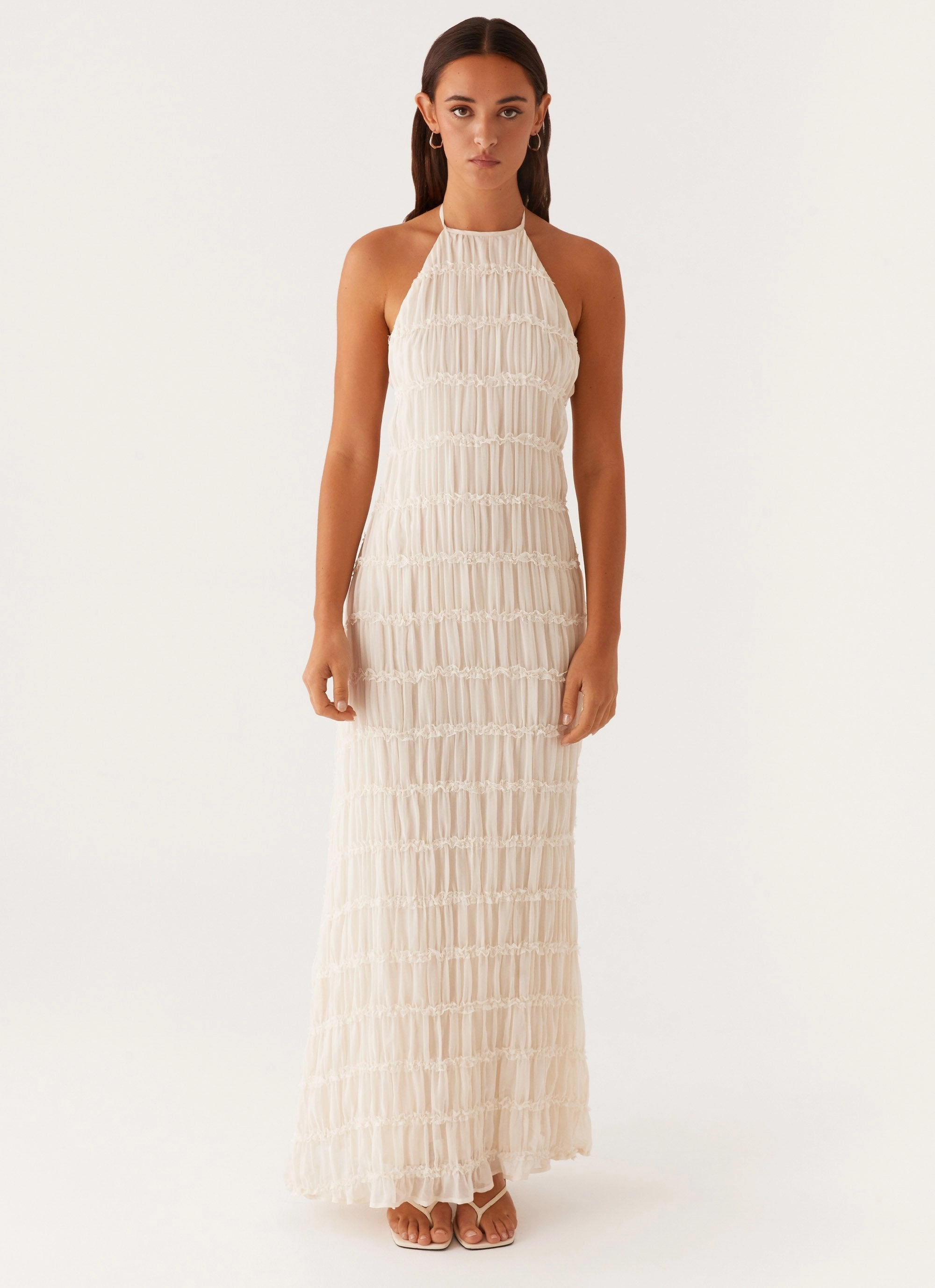 Aullie Maxi Dress - Ivory Modern Waist Design