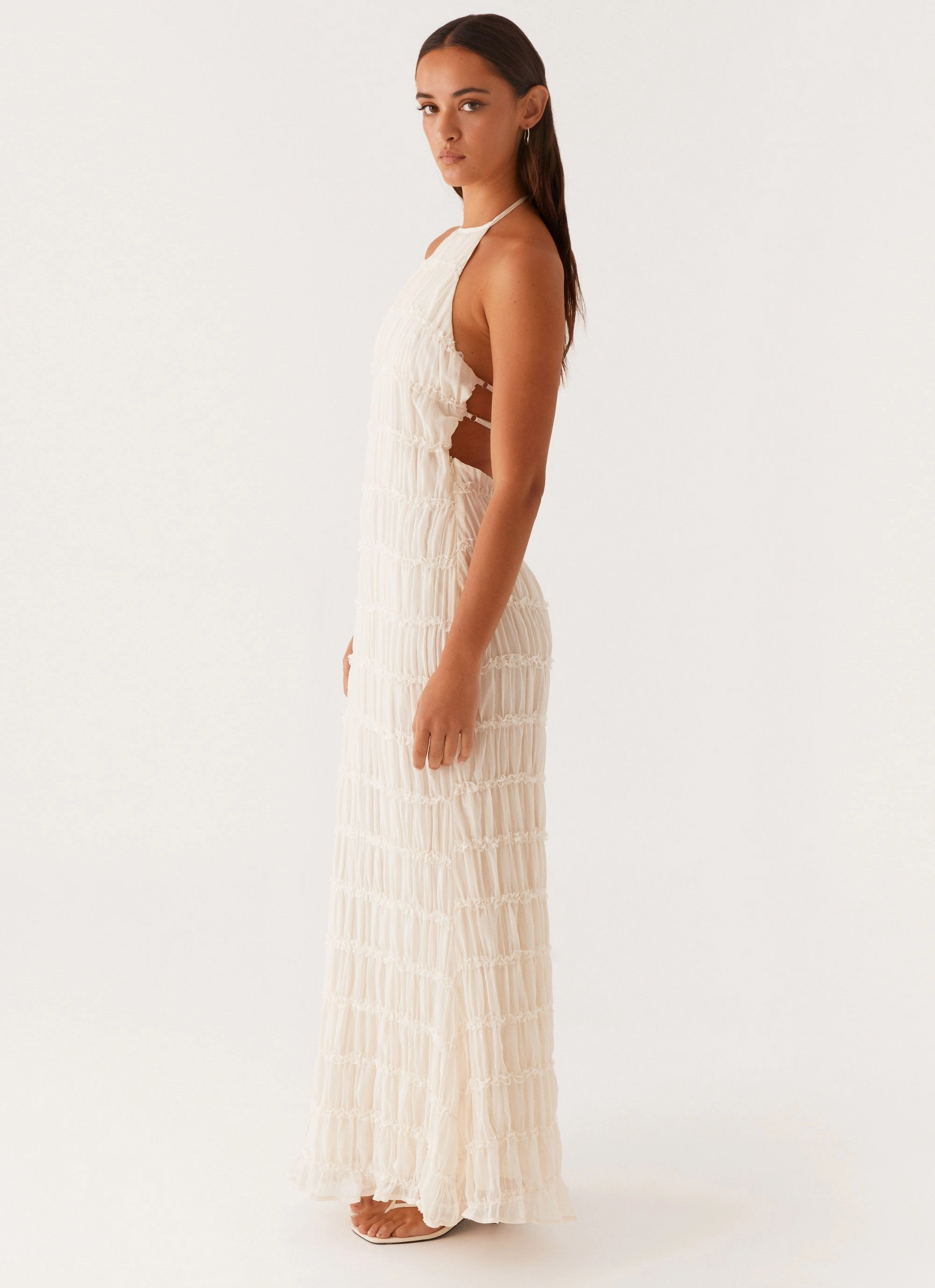 Aullie Maxi Dress - Ivory Anti-Static-Finish