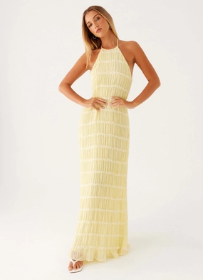 Cozy Vibe Mood Friendly Aullie Maxi Dress - Yellow