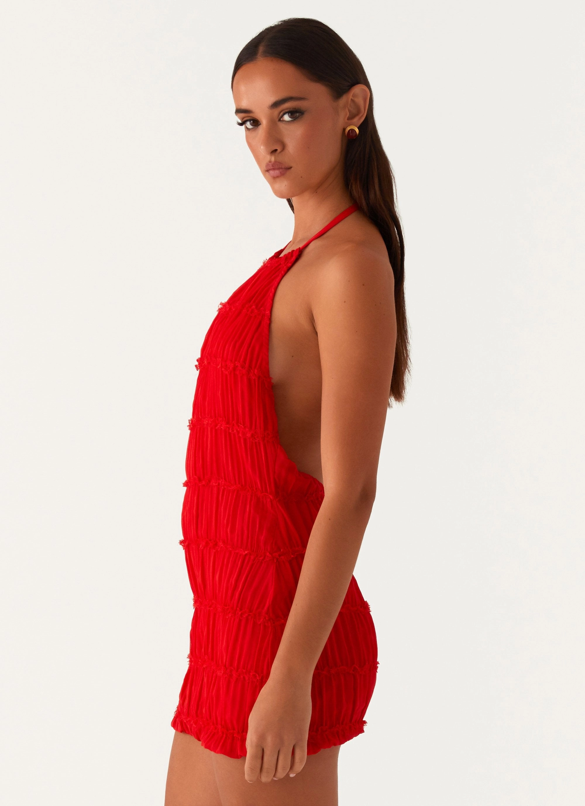 Aullie Mini Dress - Red Smooth Outline Non-Pilling