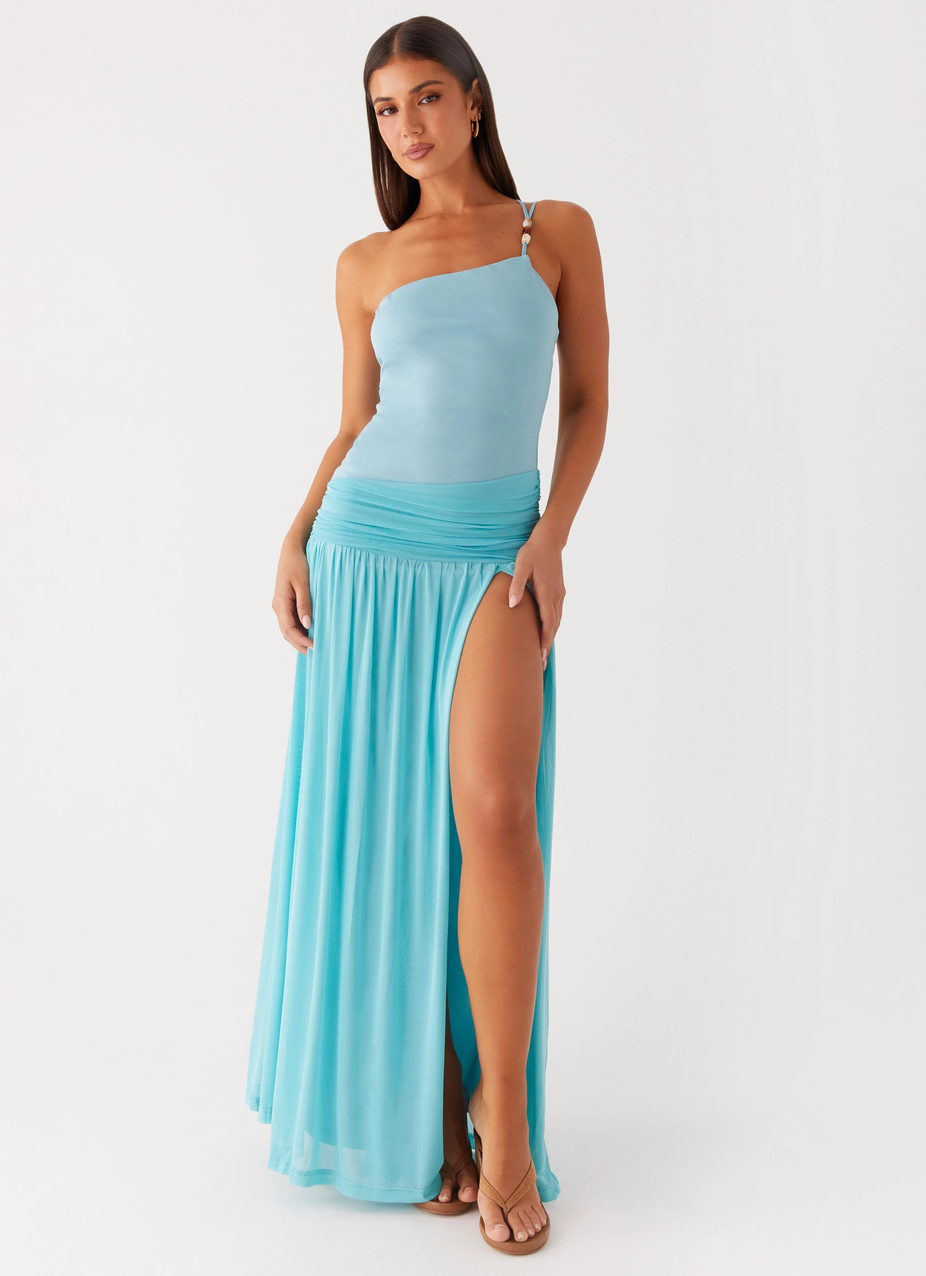 Aurelia Maxi Dress - Aqua Linen Chic Clean Base