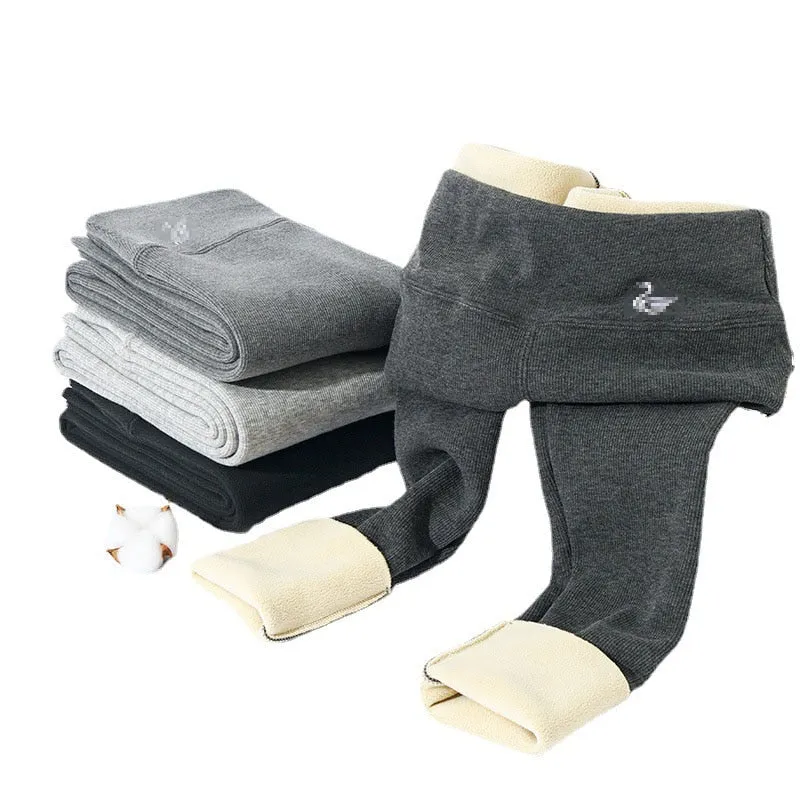 Autumn Winter Leggings Solid Threaded Plus Velvet Thickening