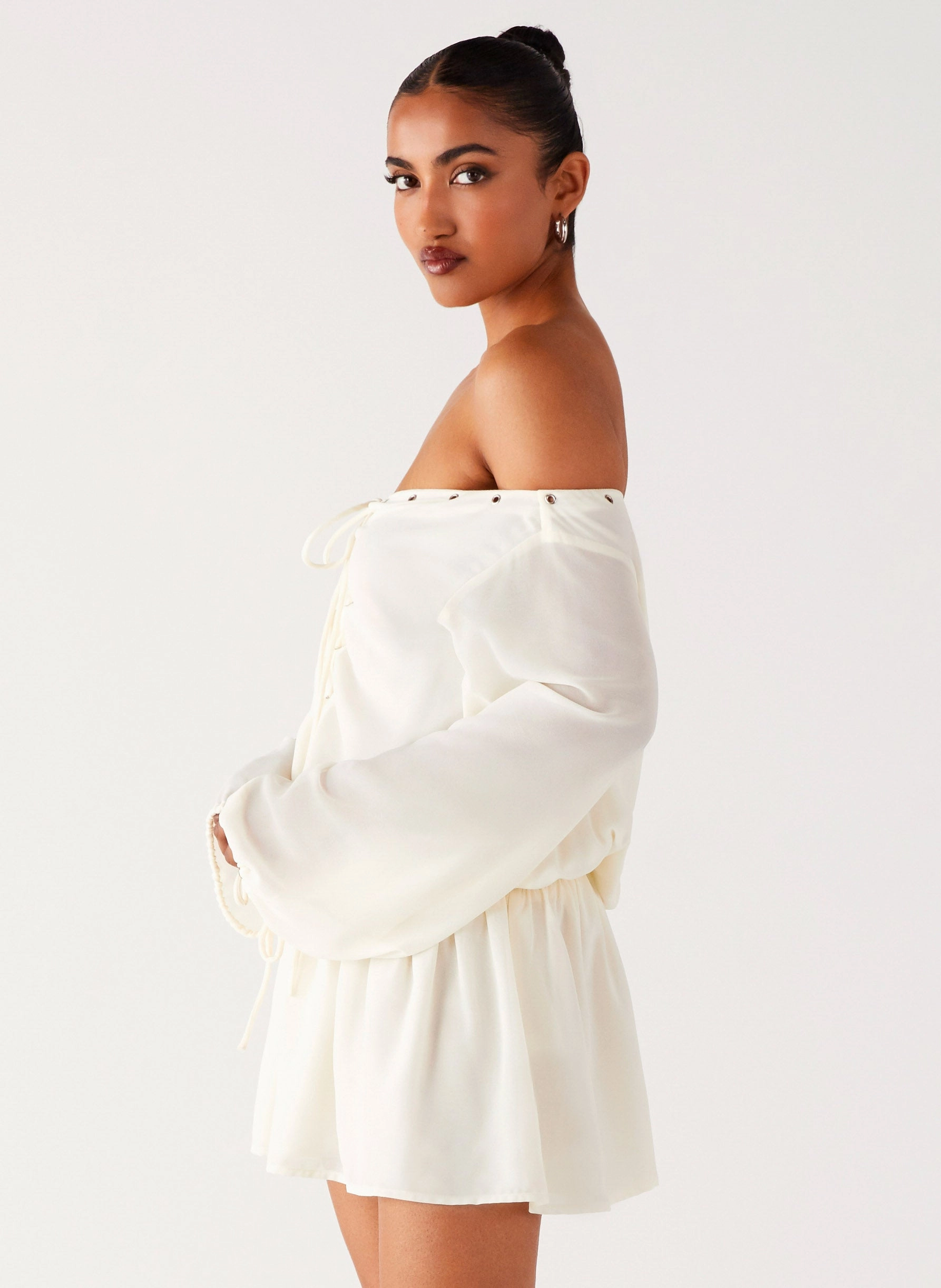 Patterned-Fabric Astaria Mini Dress - Ivory