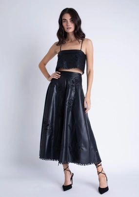 Ava Vegan Leather Top Sporty Tee