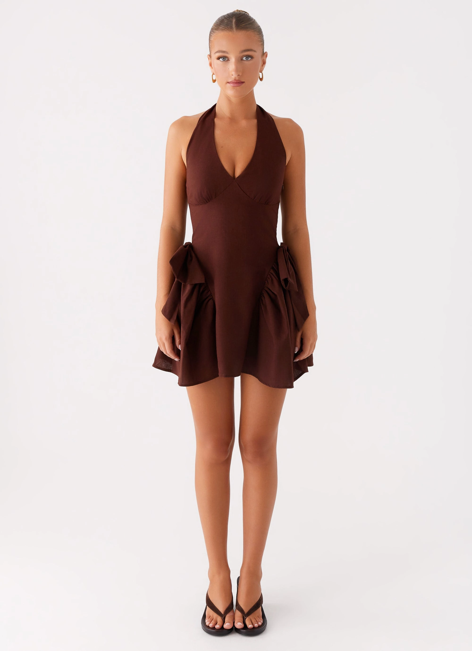 Avalo Mini Dress - Chocolate Side-Zip