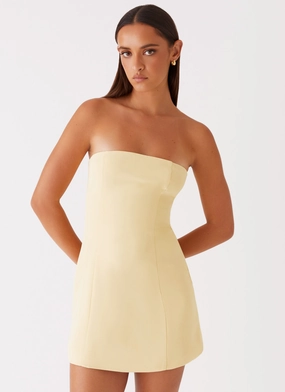 Ayanna Strapless Mini Dress - Yellow Premium Quality Daily Option
