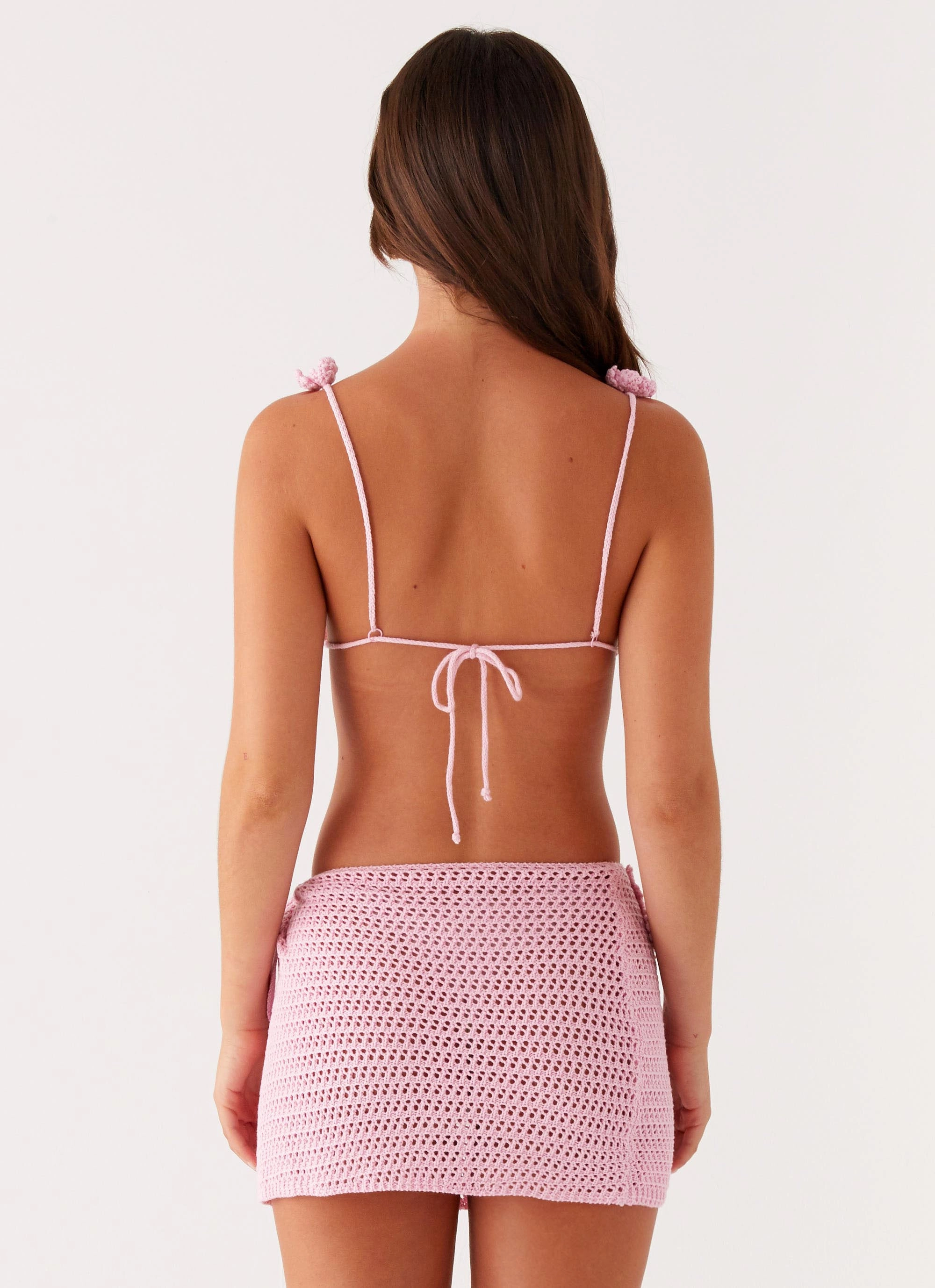 CushionedSupport AntiFade Treatment Aziza Crochet Bikini Top - Pink