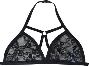 Baby-Doll Lingerie for Women 2023 Women's Floral Lace Bra Deep V Sexy Bralette Lingerie (Black, XL)