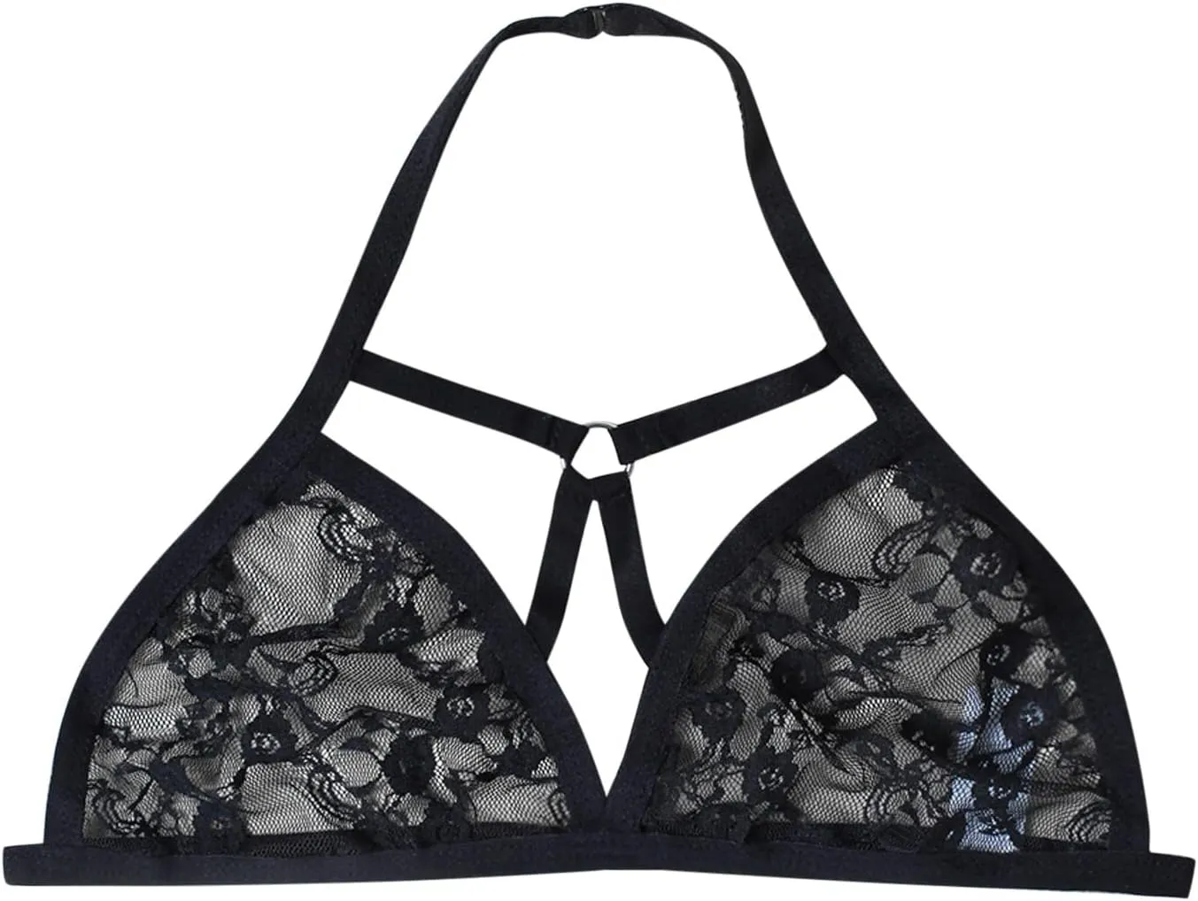 Baby-Doll Lingerie for Women 2023 Women's Floral Lace Bra Deep V Sexy Bralette Lingerie (Black, XL)
