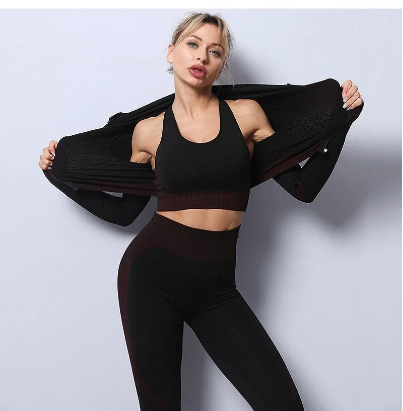 Baby Seamless High Waist Leggings and Padded Sports Bra Yoga Set