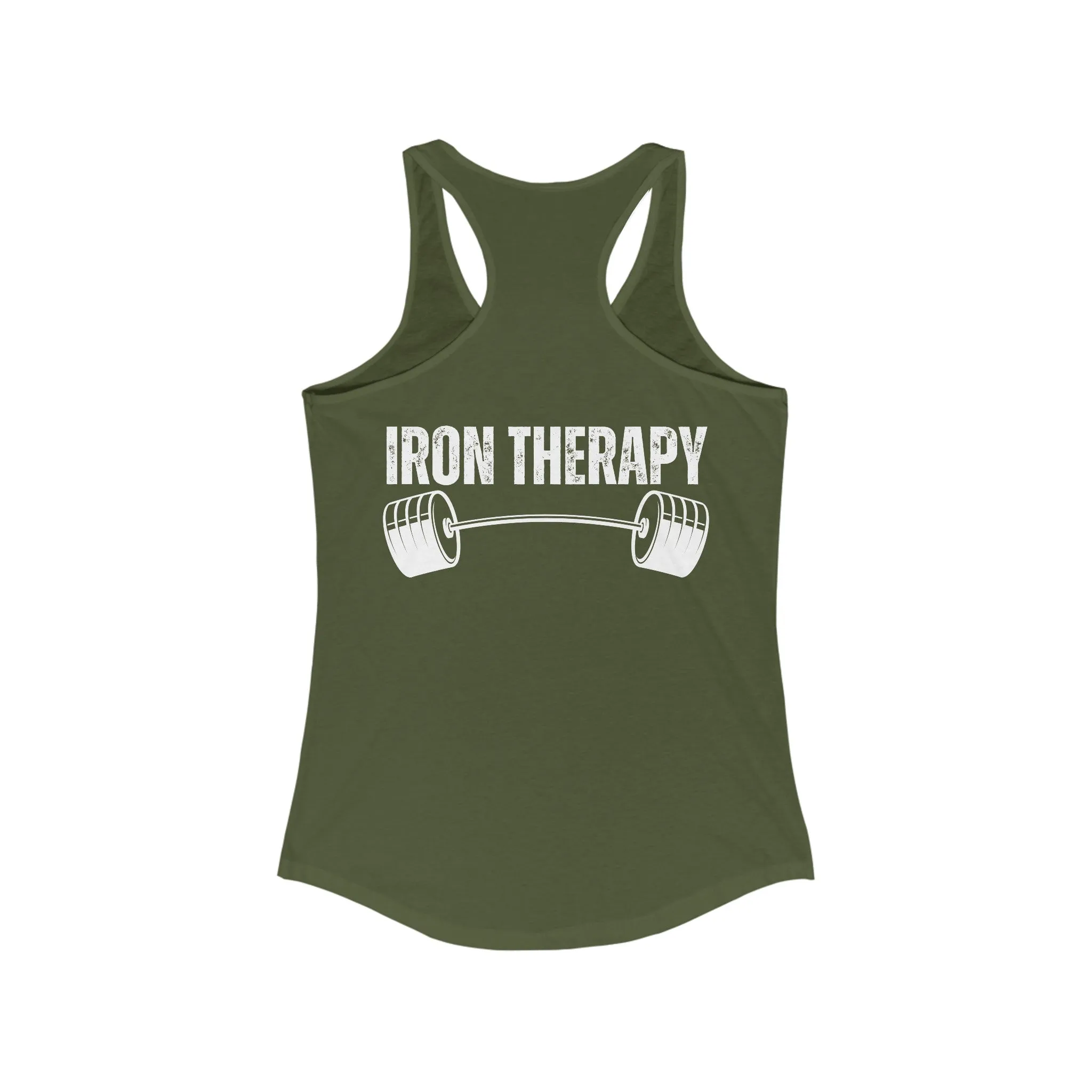 BACK DESIGN Iron Therapy Tank Top for Gym rat gift for Fitness Enthusiasts gifts for Powerlifting Women Who Lift Heavy Weights Tanks for Her