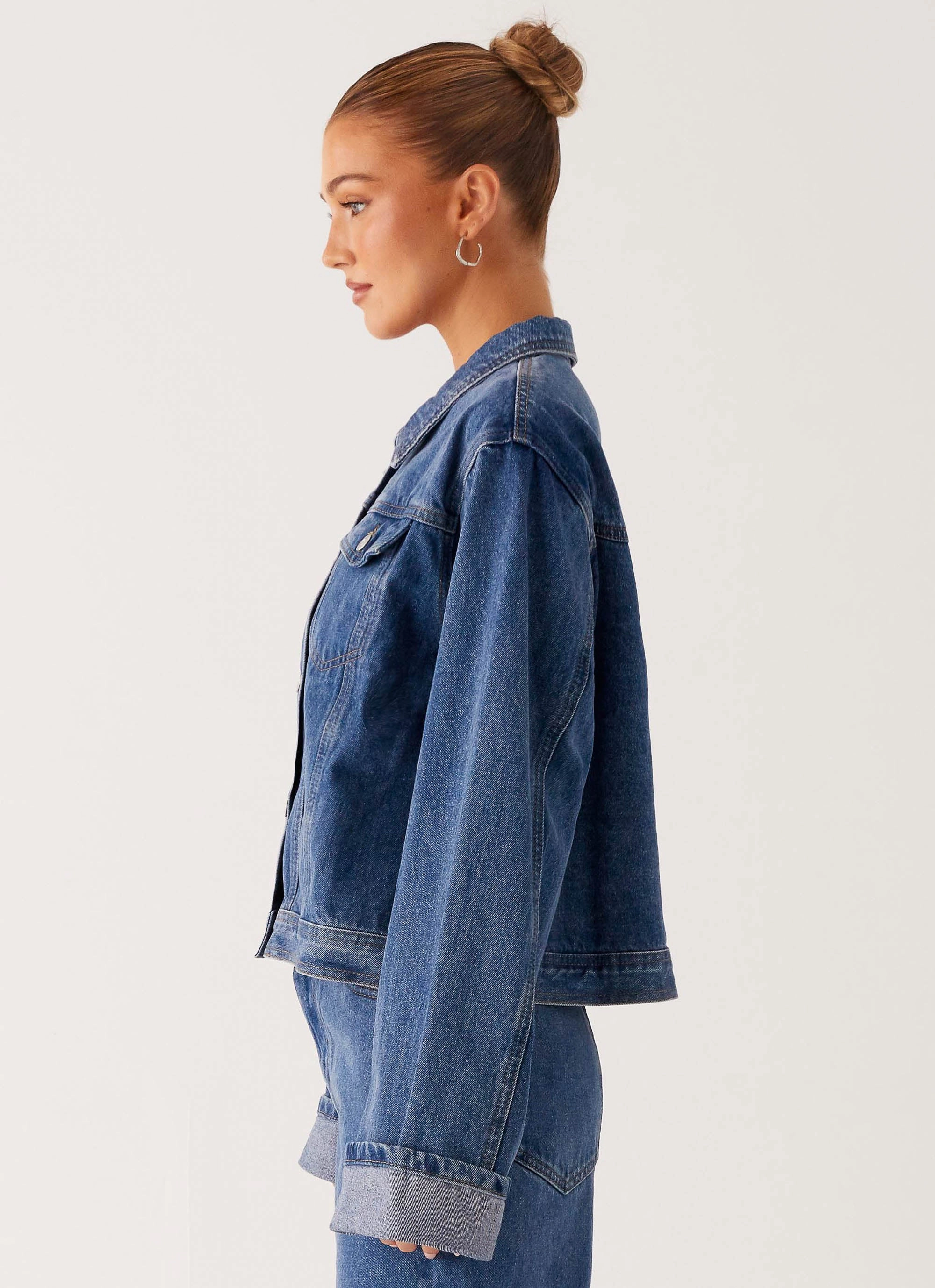 Comfy Essentials TearResistantFabric Back Again Oversized Denim Jacket - True Blue