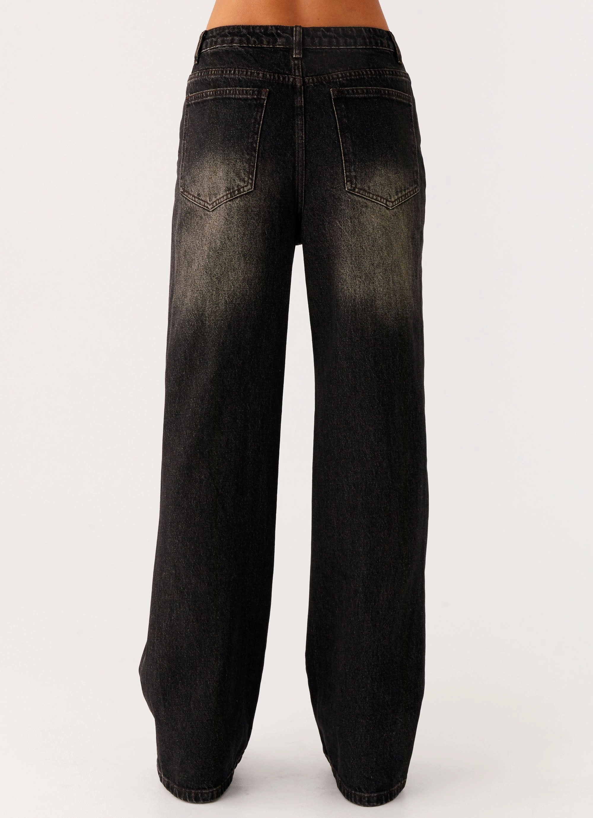 Back Again Straight Leg Denim Jeans - Acid Charcoal TaglessLabel Effortless Look