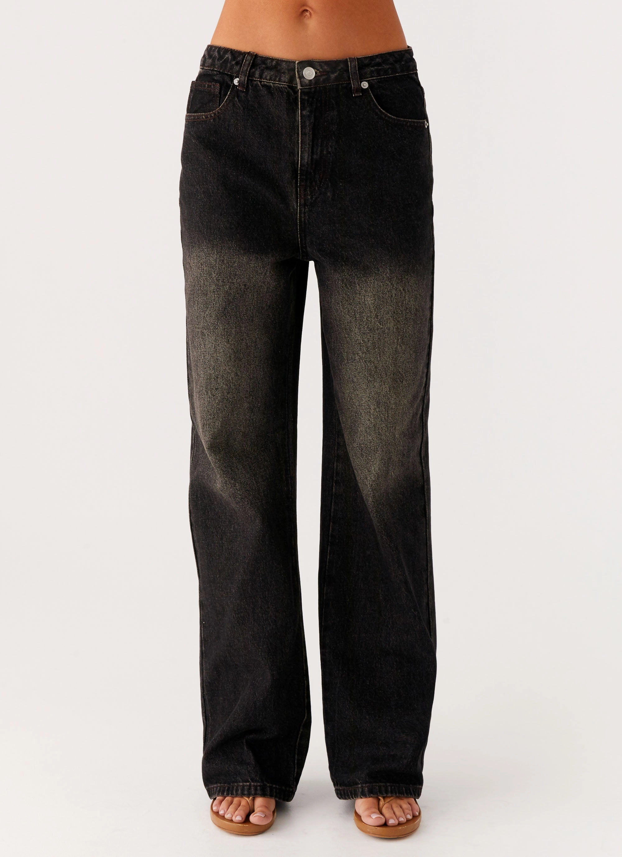 Tough Stretch Back Again Straight Leg Denim Jeans - Acid Charcoal