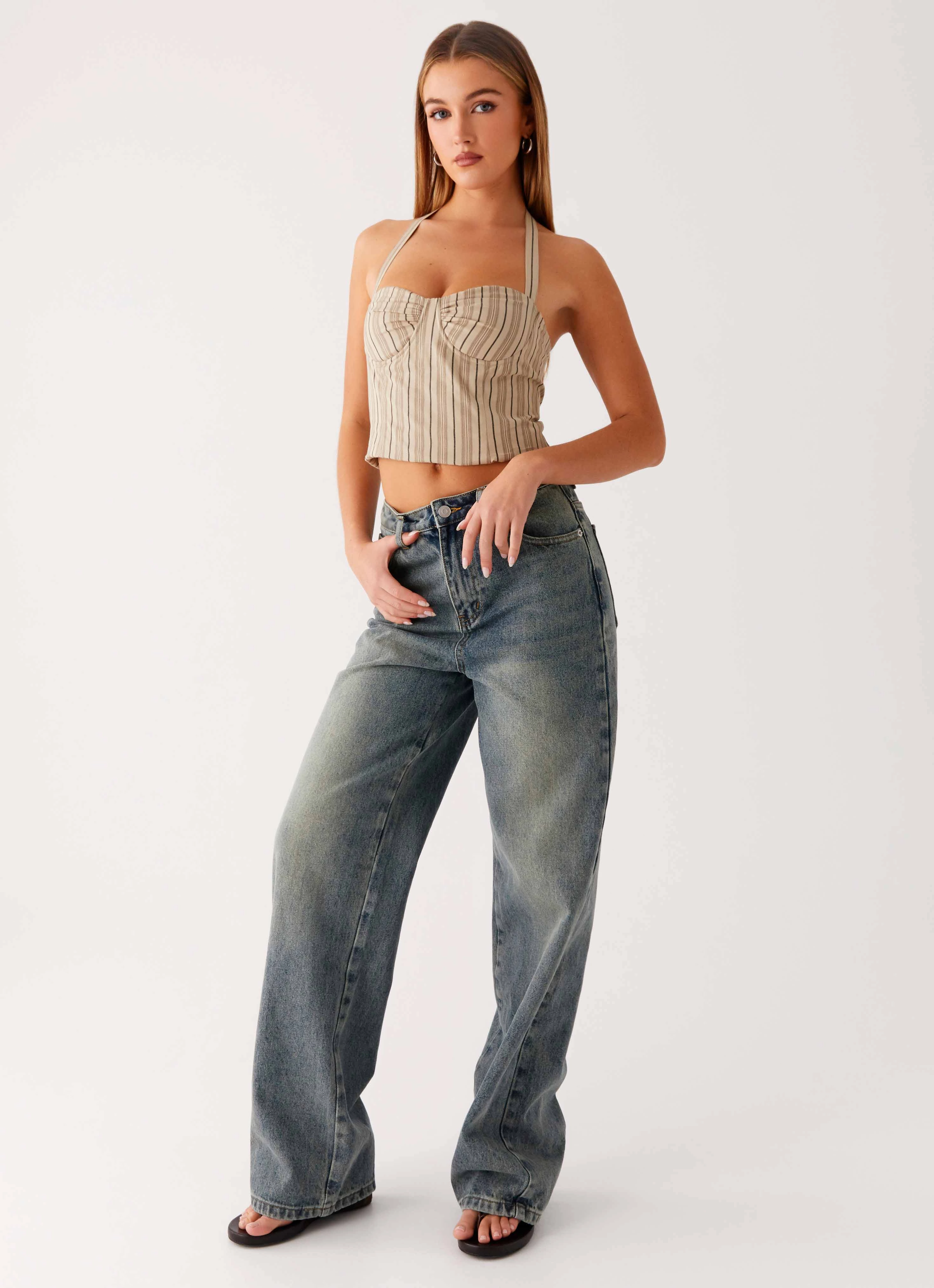 No Ride Back Again Straight Leg Denim Jeans - Dirty Wash