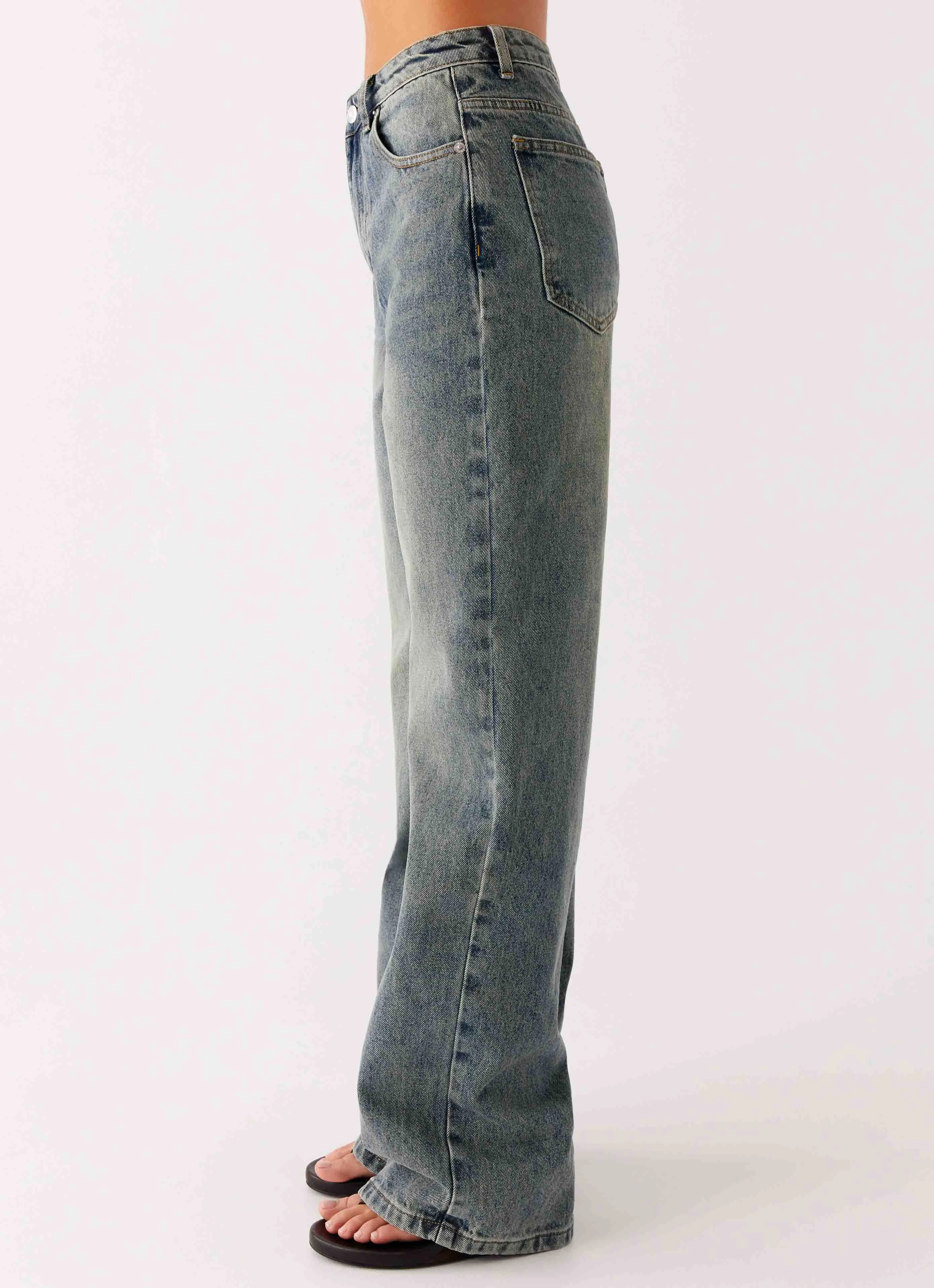 high waisted Back Again Straight Leg Denim Jeans - Dirty Wash