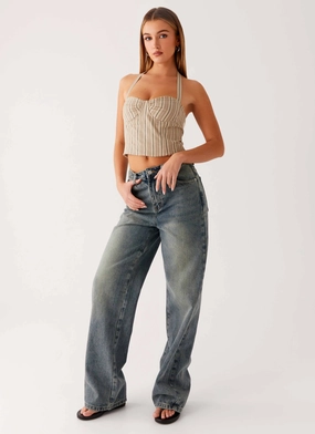 No Ride Back Again Straight Leg Denim Jeans - Dirty Wash